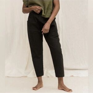 ELIZABETH SUZANN Clyde Work Pants Cotton Canvas Trousers Pants Black 000 S Short